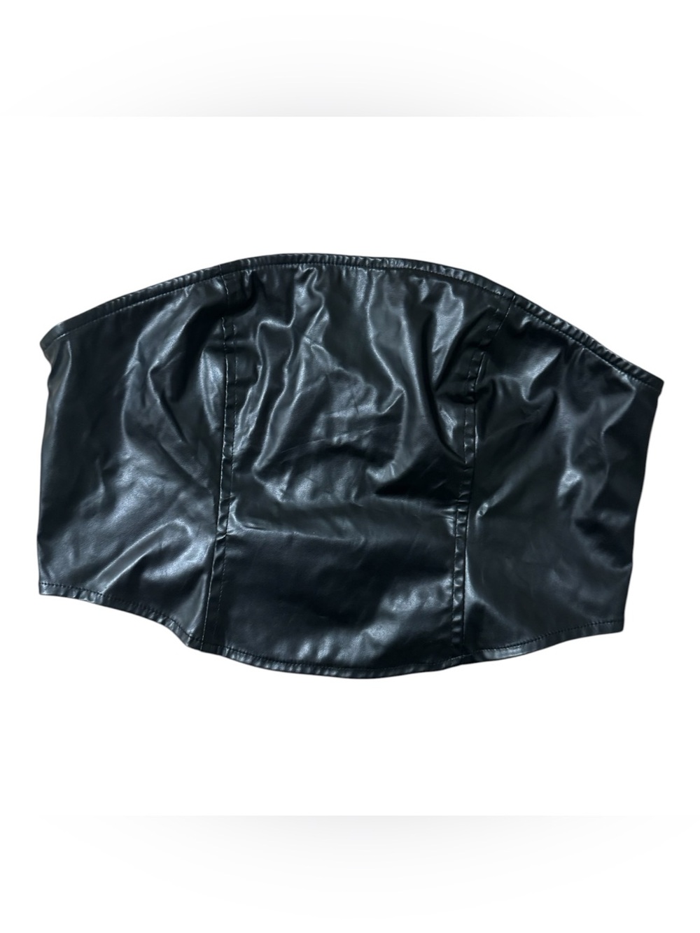 🖤NWT Wild Fable Women’s Black 90s Y2K Faux Leather Tube Crop Top | XL